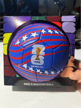 FIFA World Cup Size 5 Soccer Ball Red Blue White